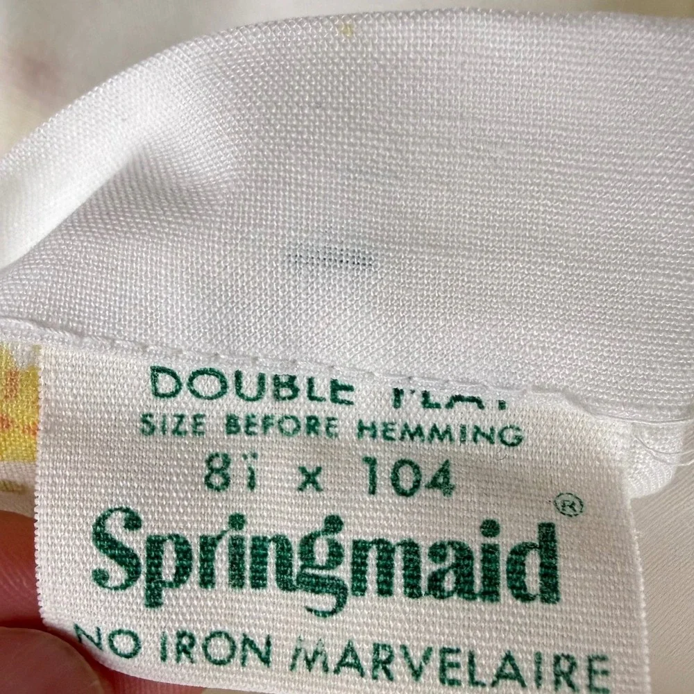 Springmaid Marvelaire Vintage Double Flat Sheet Yellow Rose Floral Scalloped USA